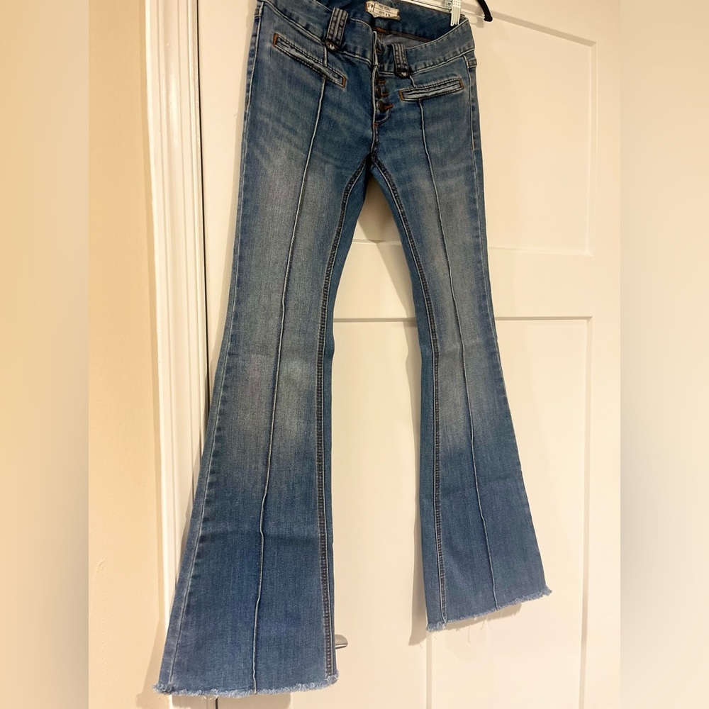 Free People Boot Cut Mid Waist Retro Style Jeans